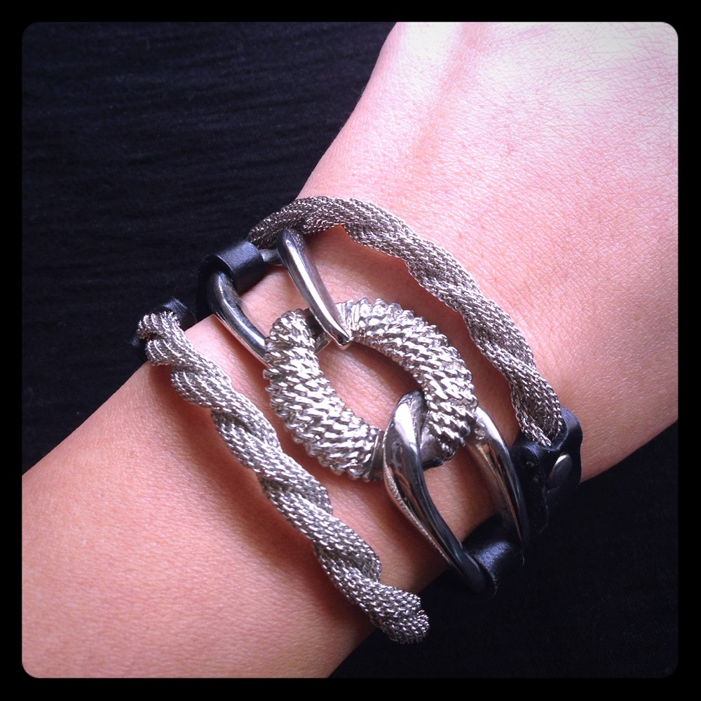 COPY - Wrap around silver and leather bracelet